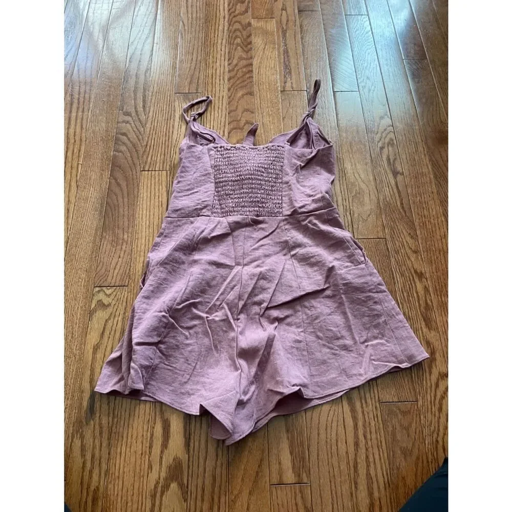 Majorelle Andrea Mauve Linen Tie Front Linen Romper Women’s Sz XS